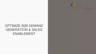 THE SMARKETERS OPTIMIZE B2B DEMAND GENERATION & SALES ENABLEMENT