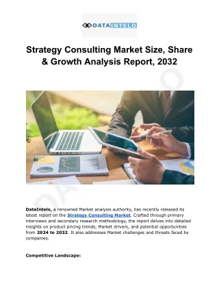 Strategy Consulting Market I Global Outlook and Forecast 2024-2032