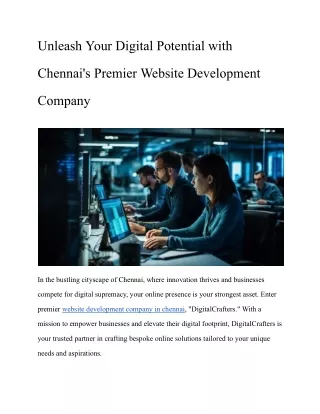 Unleash Your Digital Potential with Chennai's Premier Website Development Company