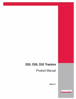 Case IH D25 D29 D33 Tractors Product Manual Instant Download (Publication No.86618777)