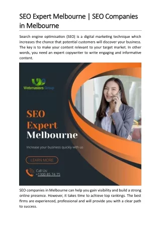 SEO Expert Melbourne