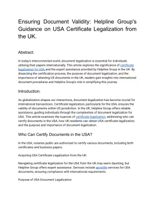 Ensuring Document Validity_ Helpline Group's Guidance on USA Certificate Legalization from the UK