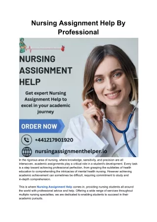 Nursing Assignment Help By Professional