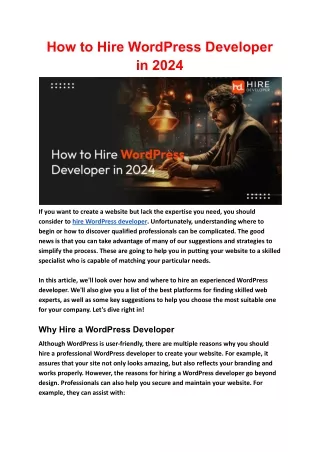 How to Hire WordPress Developer in 2024