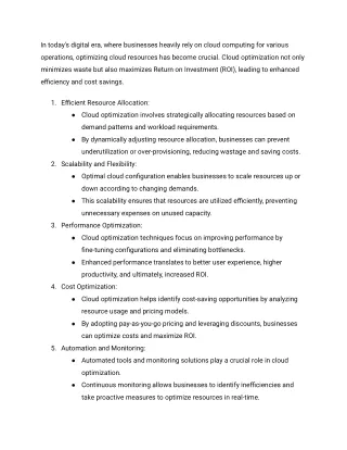 Driving Growth: The Impact of Cloud Optimization on ROI Maximization