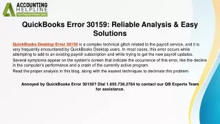 Effective Ways to Resolve QuickBooks Desktop Error 30159