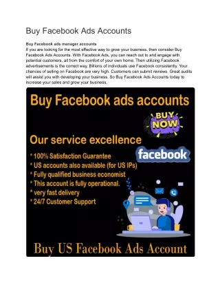 Buy Facebook Ads Accounts