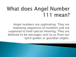 What does Angel Number 111 mean