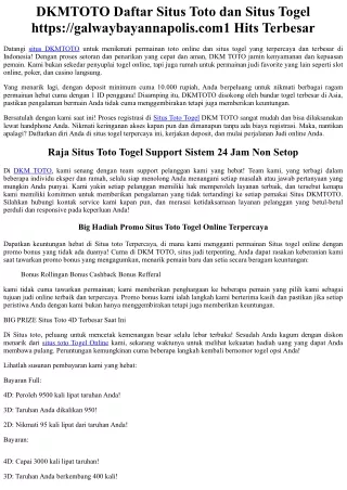 DKMTOTO Daftar Situs Toto dan Situs Togel #1 Hits Terbesar