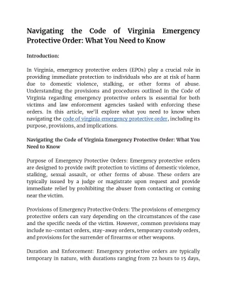 code of virginia emergency protective order