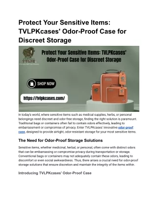 Protect Your Sensitive Items_ TVLPKcases' Odor-Proof Case for Discreet Storage