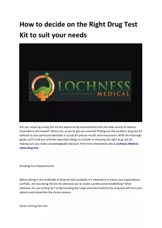Lochness Medical - drug testing kit