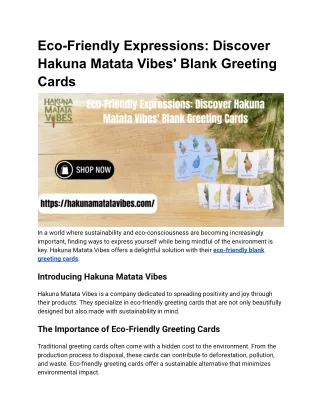 Eco-Friendly Expressions_ Discover Hakuna Matata Vibes' Blank Greeting Cards