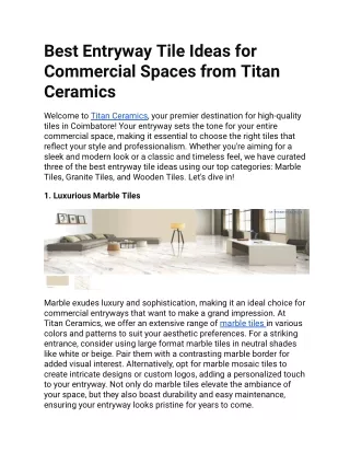 Best Entryway Tile Ideas for Commercial Spaces from Titan Ceramics