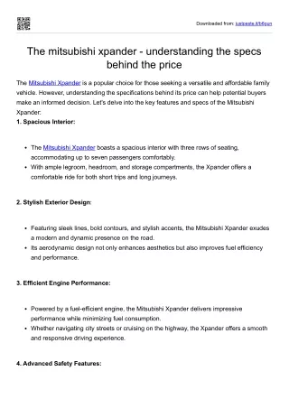 The mitsubishi xpander - understanding the specs behind the price