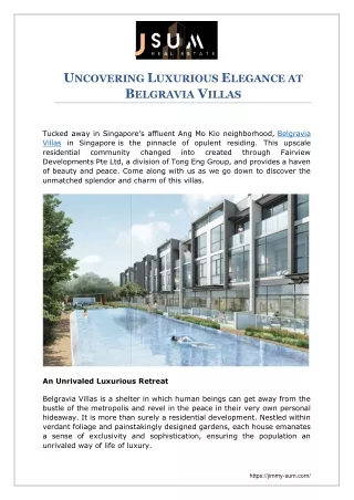 UNCOVERING LUXURIOUS ELEGANCE AT BELGRAVIA VILLAS