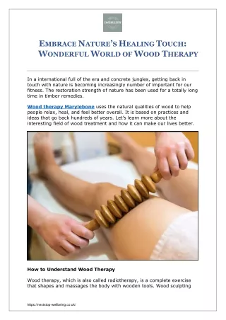 EMBRACE NATURE’S HEALING TOUCH WONDERFUL WORLD OF WOOD THERAPY