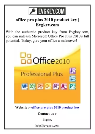 office pro plus 2010 product key  Evgkey.com