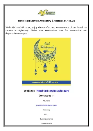 Hotel Taxi Service Aylesbury   Abctaxis247.co.uk