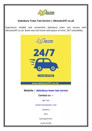 Aylesbury Town Taxi Service   Abctaxis247.co.uk