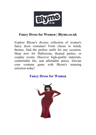 Fancy Dress for Women | Blyme.co.uk