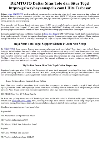 DKMTOTO Daftar Situs Toto dan Situs Togel #1 Hits Terbesar