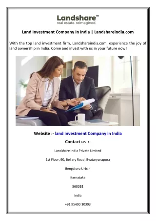 Land Investment Company In India   Landshareindia.com