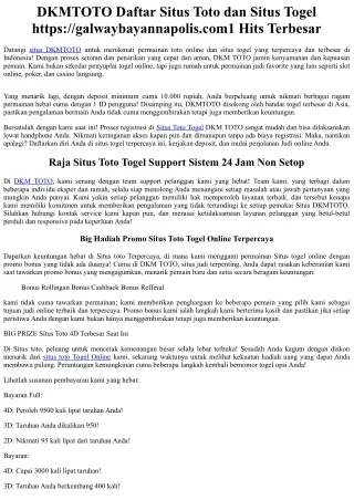 DKMTOTO Daftar Situs Toto dan Situs Togel #1 Hits Terbesar