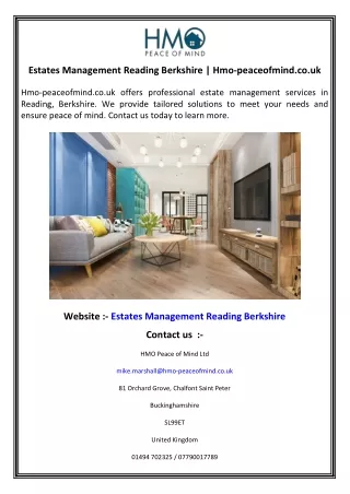 Estates Management Reading Berkshire   Hmo-peaceofmind.co.uk