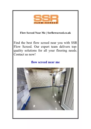 Flow Screed Near Me | Ssrflowscreed.co.uk