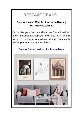 Canvas Framed Wall Art For Home Decor  Bestartdeals.com.au