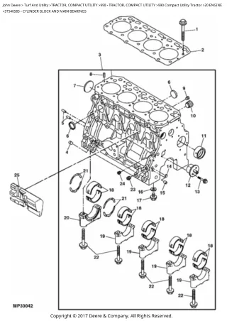 John Deere 990 Compact Utility Tractor Parts Catalogue Manual (PC2830)