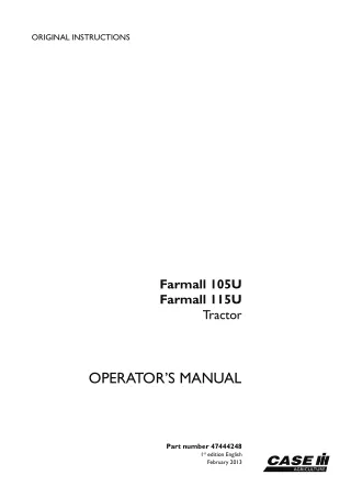 Case IH Farmall 105U Farmall 115U Tractor Operator’s Manual Instant Download (Publication No.47444248)