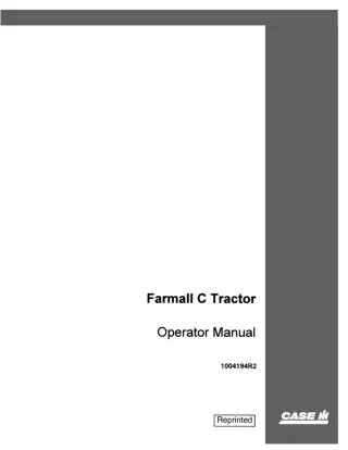 Case IH Farmall C Tractor Operator’s Manual Instant Download (Publication No.1004194R2)