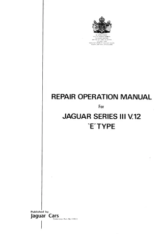 1973 JAGUAR E-TYPE SERIES III V12 Service Repair Manual