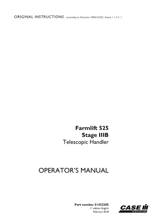 Case IH Farmlift 525 Stage IIIB Telescopic Handler Operator’s Manual Instant Download (Publication No.51432205)