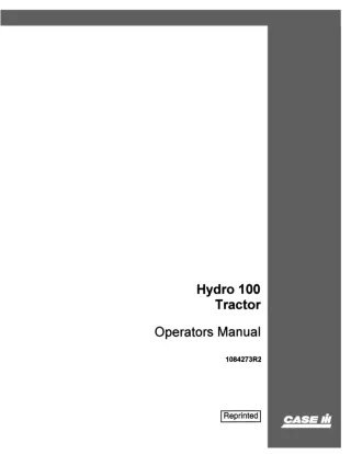 Case IH Hydro 100 Tractor Operator’s Manual Instant Download (Publication No.1084273R2)