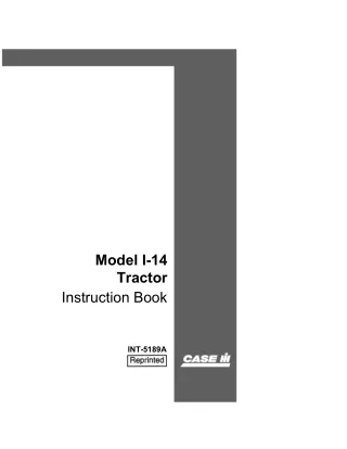 Case IH I-14 Tractor Operator’s Manual Instant Download (Publication No.INT-5189A)