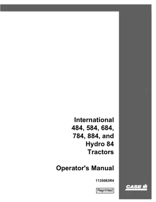 Case IH International 484 584 684 784 884 and Hydro 84 Tractors Operator’s Manual Instant Download (Publication No.11350