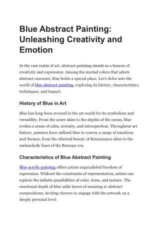 Blue Abstract Painting Unleashing Creativity and Emotion