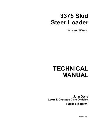 John Deere 3375 Skid Steer Loader Service Repair Manual