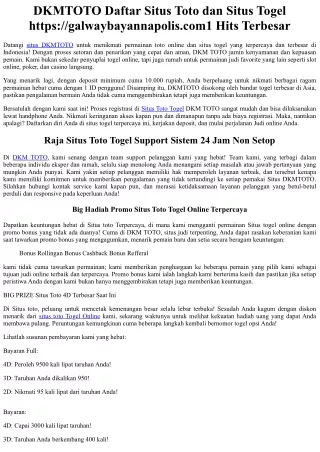 DKMTOTO Daftar Situs Toto dan Situs Togel #1 Hits Terbesar
