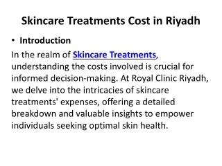 Skincare Treatments Cost in Riyadh