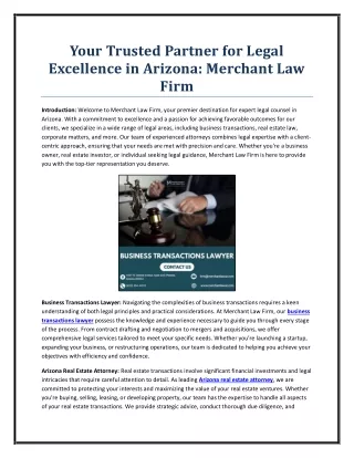 Your Trusted Partner for Legal Excellence in Arizona: Merchant Law Firm