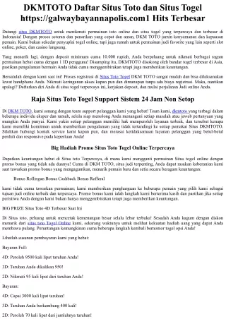 DKMTOTO Daftar Situs Toto dan Situs Togel #1 Hits Terbesar