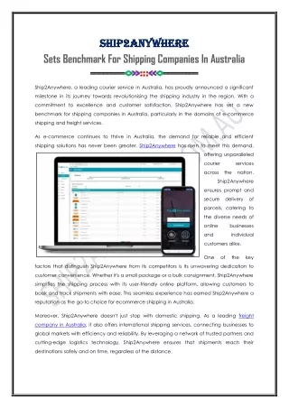Ship2Anywhere: Shipping Company In Australia
