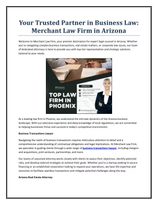 Your Trusted Partner in Business Law: Merchant Law Firm in Arizona