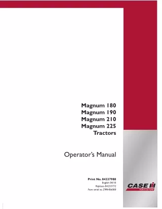 Case IH Magnum 180 Magnum 190 Magnum 210 Magnum 225 Tractors Operator’s Manual Instant Download (Publication No.84337988