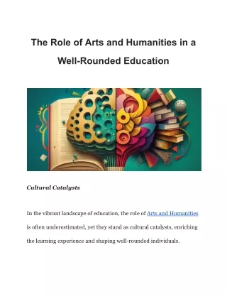 The Role of Arts and Humanities in a Well-Rounded Education