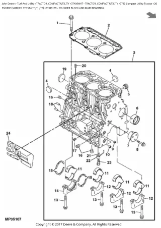 John Deere 3720 Compact Utility Tractor Parts Catalogue Manual (PC9395)